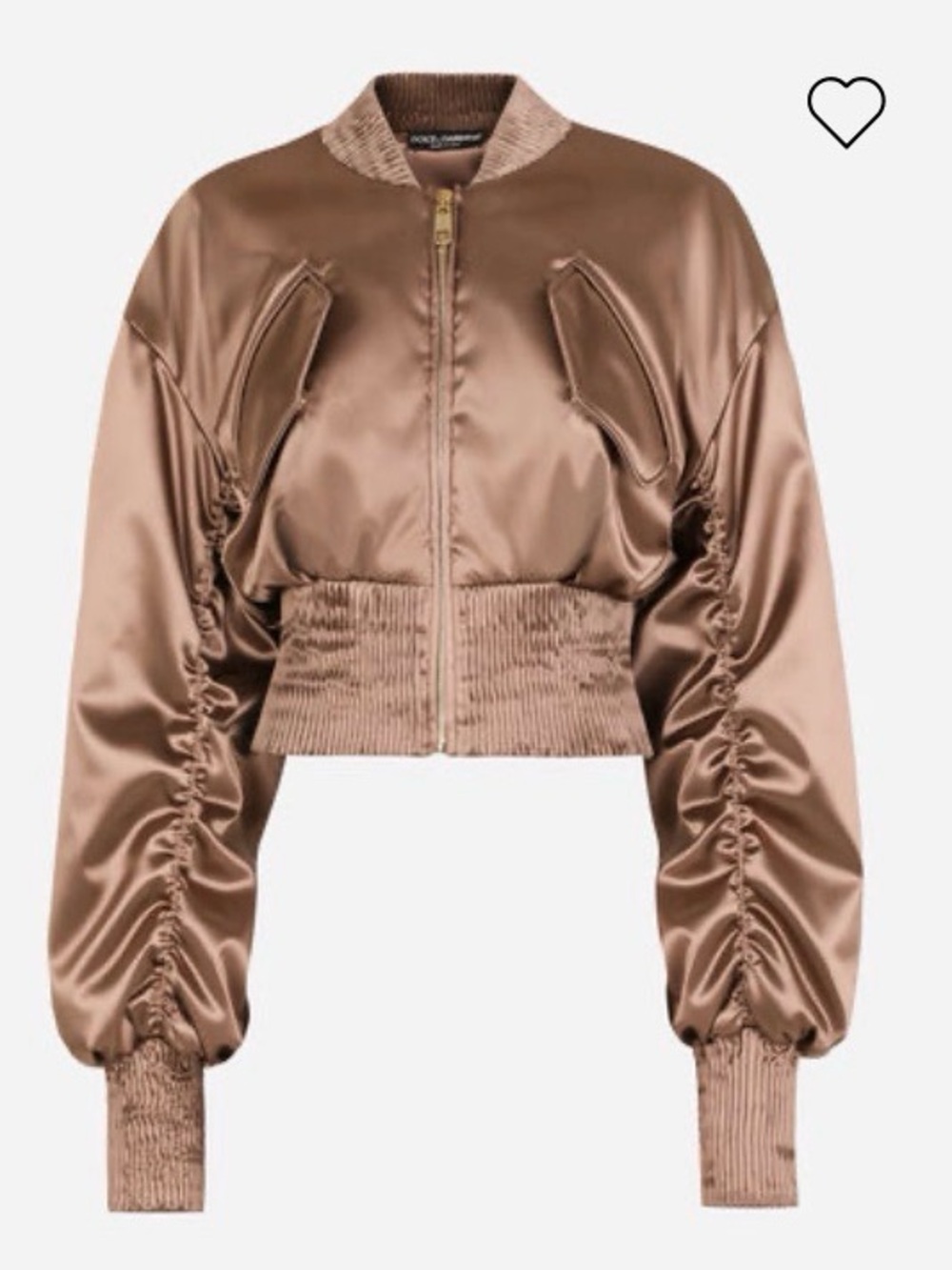 Dolce & Gabbana Satin Cropped Bomber Jacket - Bronze